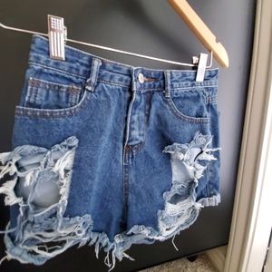 Ripped Denim Shorts